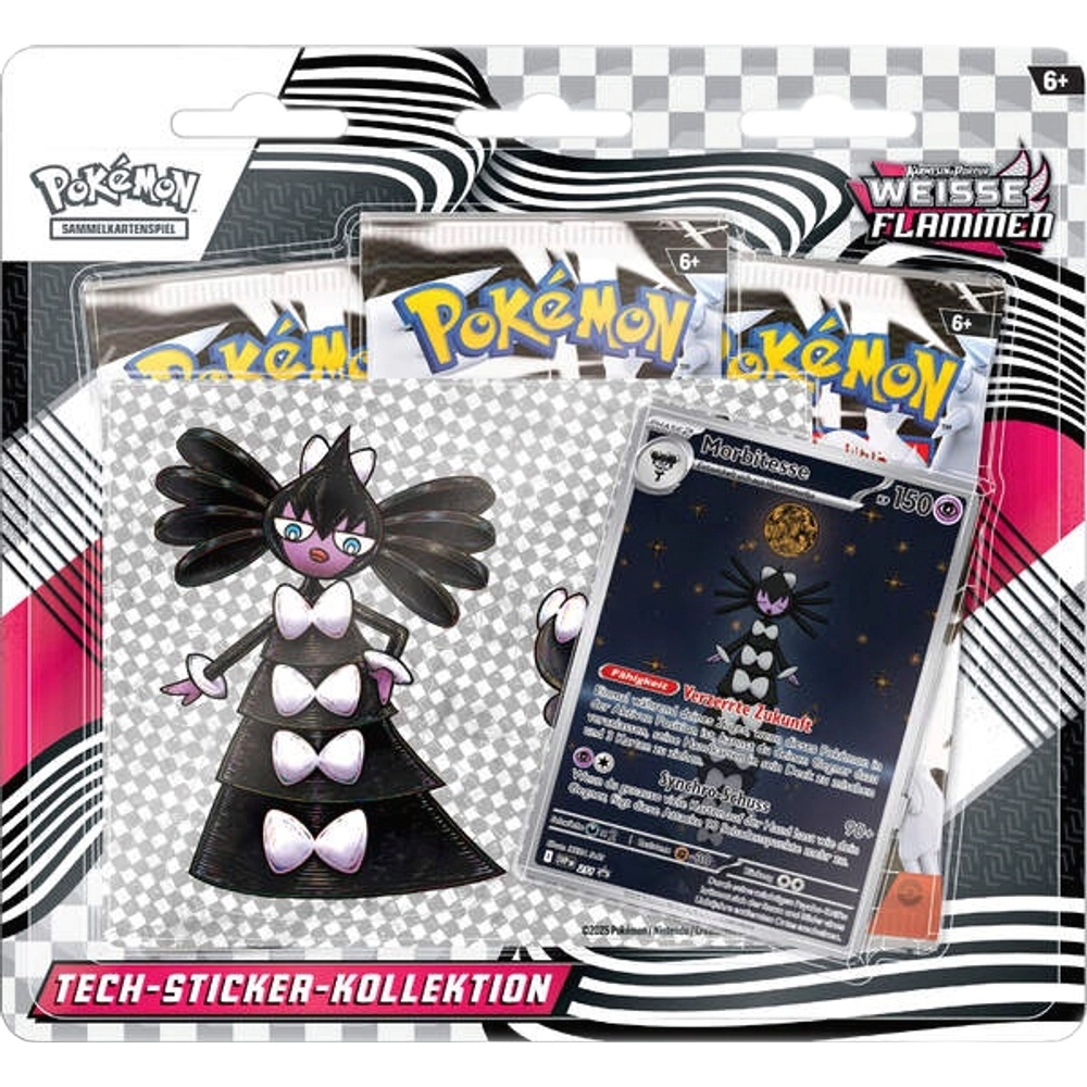 Schwarze Blitze/Weiße Flammen Tech-Sticker Kollektion
