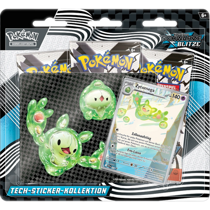 Schwarze Blitze/Weiße Flammen Tech-Sticker Kollektion