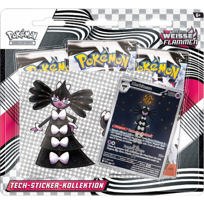 Schwarze Blitze/Weiße Flammen Tech-Sticker Kollektion